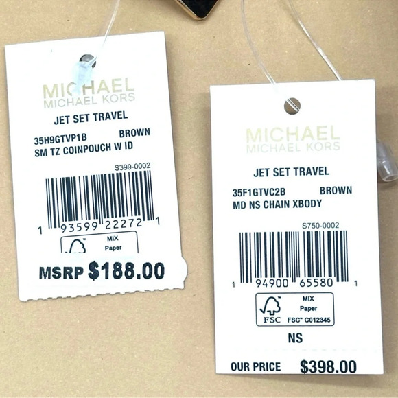 Michael Kors Medium NS Chain Xbody Bag & Small TZ Coinpouch w/ID Brown/Gold - Picture 12 of 12